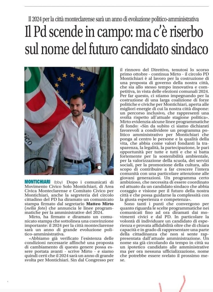 Il PD scende in campo a Montichiari