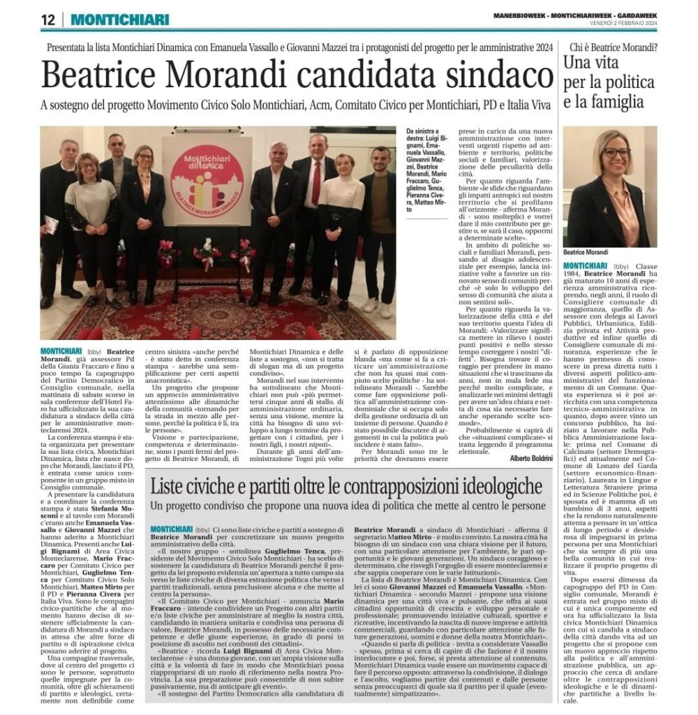 Beatrice Morandi candidata sindaco per Montichiari