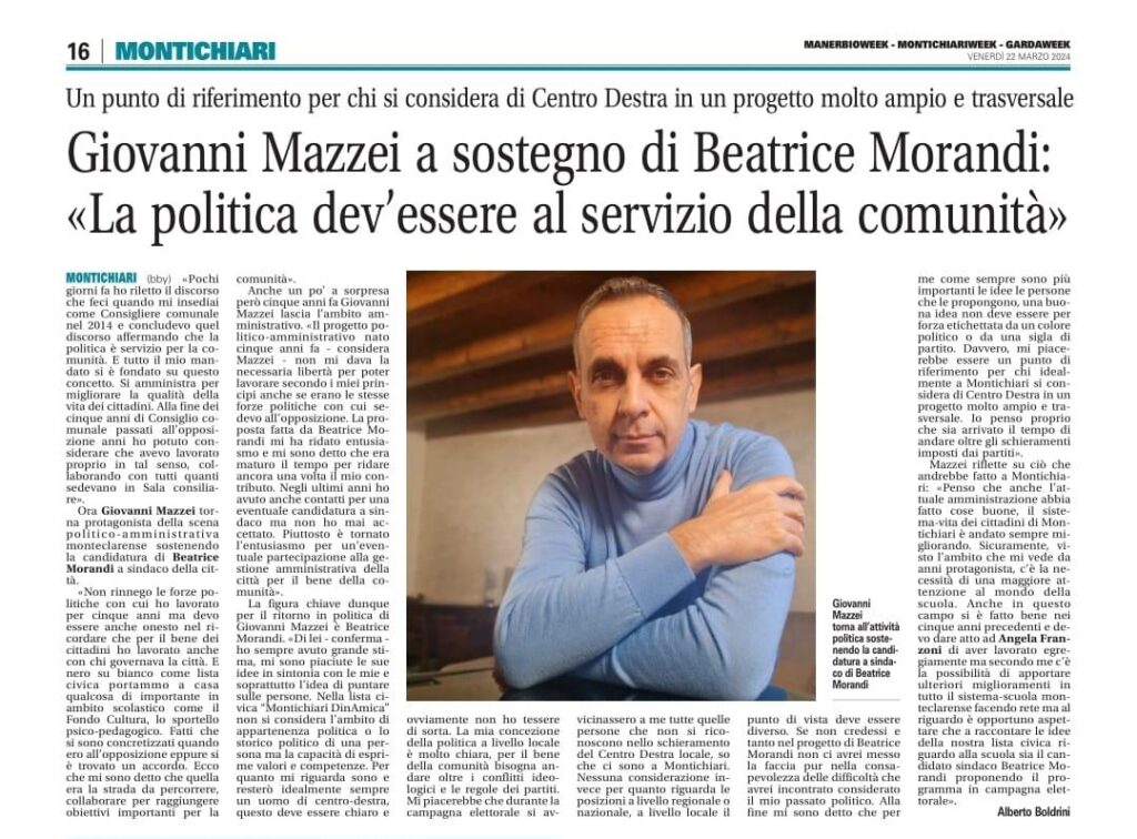 Giovanni Mazzei a sostegno di Beatrice Morandi